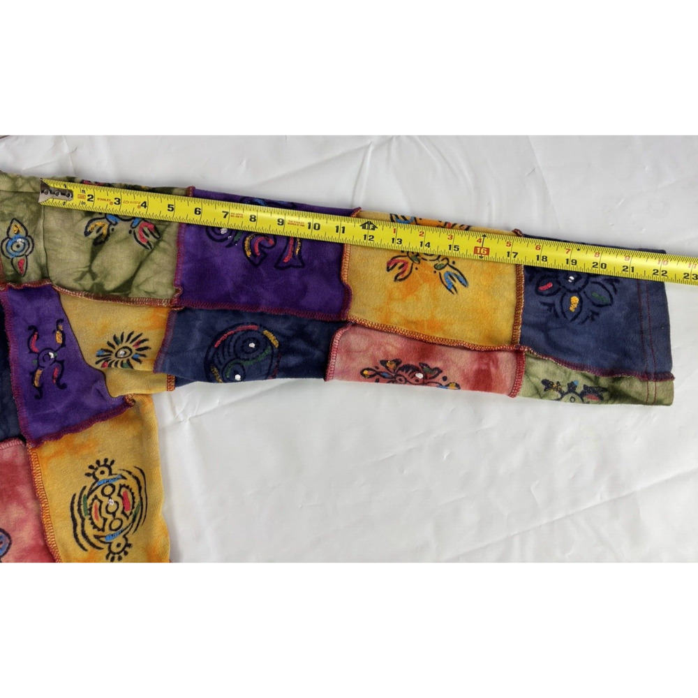 Rising International Patchwork Hoodie Jacket Womens Size L Hippie Boho Tie Dye - Picture 10 of 13